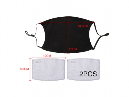 Sublimation 13*17.8cm Full Cotton Face Mask with Filter (Black)