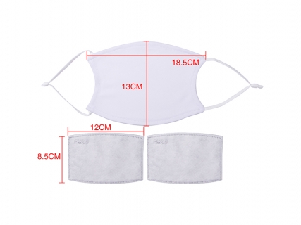 13*17.8cm Sublimation Face Mask with Filter(Full White)